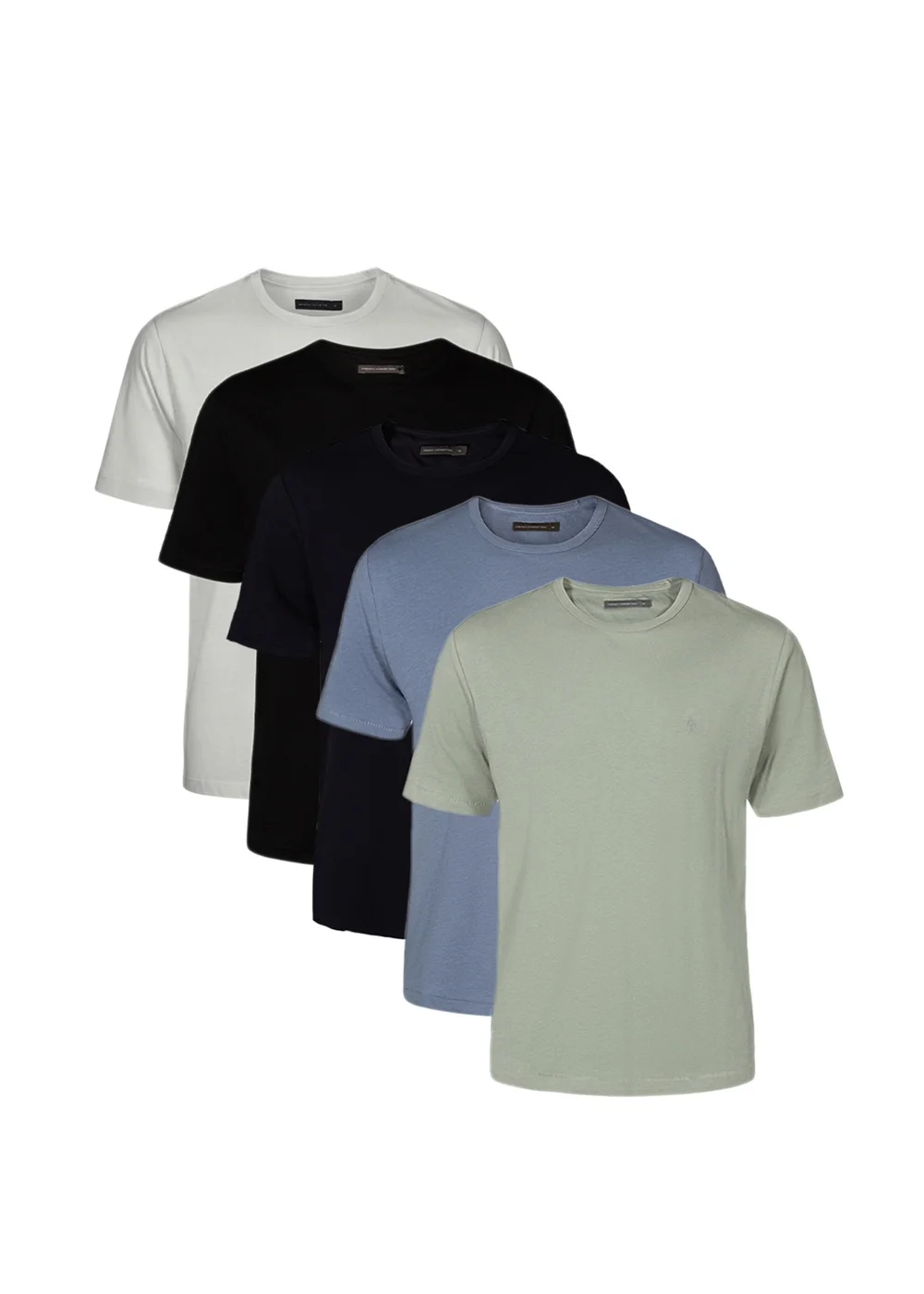 French Connection Green 5 Pack Cotton Crew Neck Short Sleeve T-Shirts - L Image 1