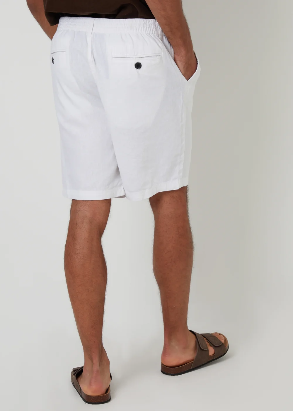Threadbare White Linen Blend Chino Shorts - 38/L32 Image 2