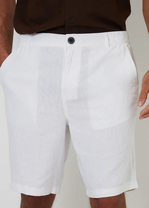 Threadbare White Linen Blend Chino Shorts - 38/L32 Image 4