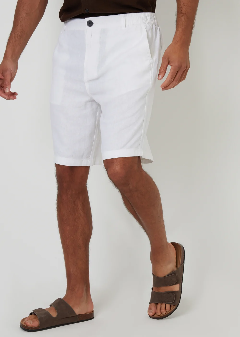 Threadbare White Linen Blend Chino Shorts - 38/L32 Image 1