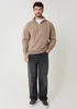 Threadbare Taupe Half Zip Sweatshirt - M Image 3
