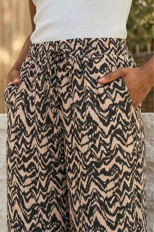 Roman Beige Abstract Wide Leg Trouser - 10 Image 4