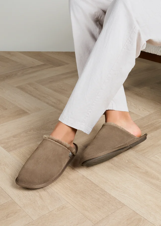 Totes Isotoner Sand Real Suede Mule Slippers
