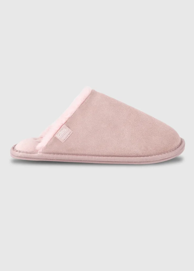 Totes Isotoner Pink Real Suede Mule Slippers