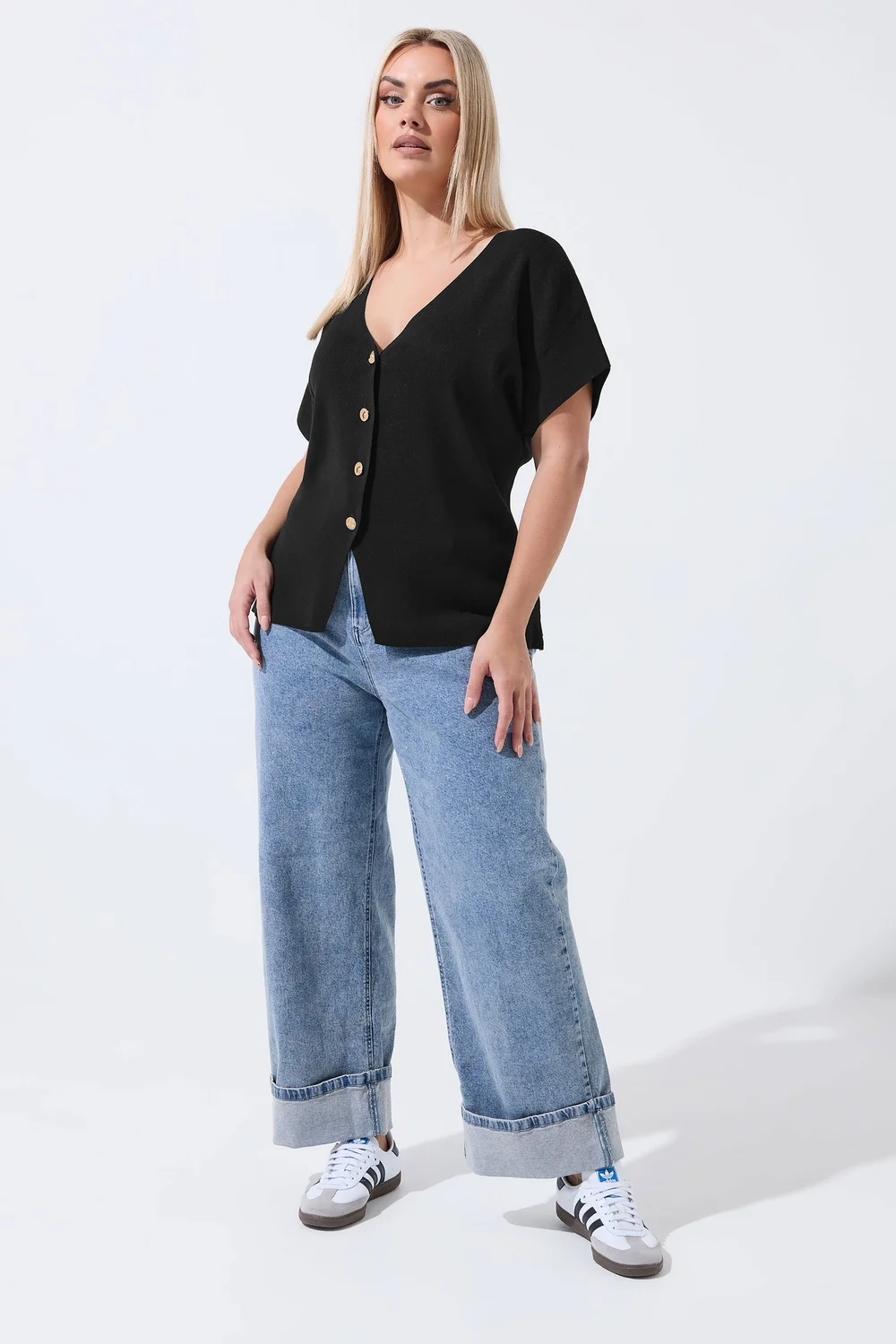 Yours Limited Curve Black Short Sleeve Knitted Top - 20 Image 2