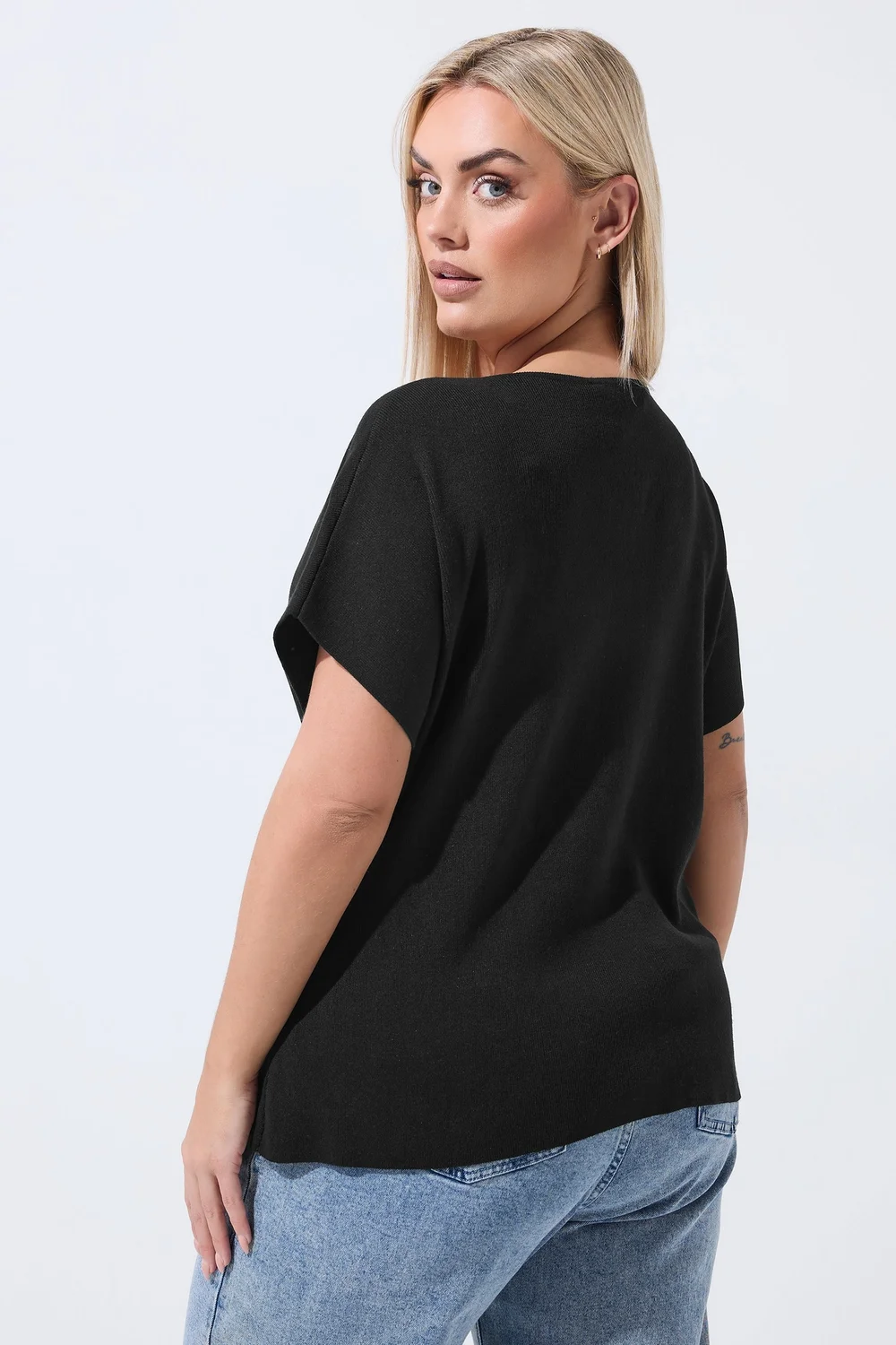 Yours Limited Curve Black Short Sleeve Knitted Top - 20 Image 3