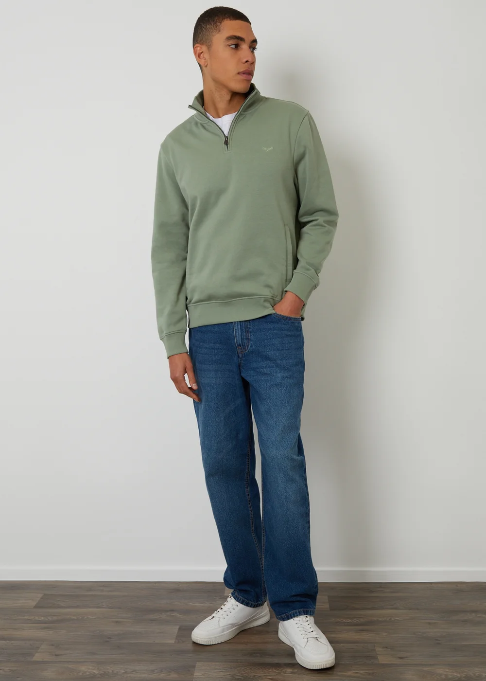 Threadbare Green Quarter Zip Sweatshirt - 2XL Image 3
