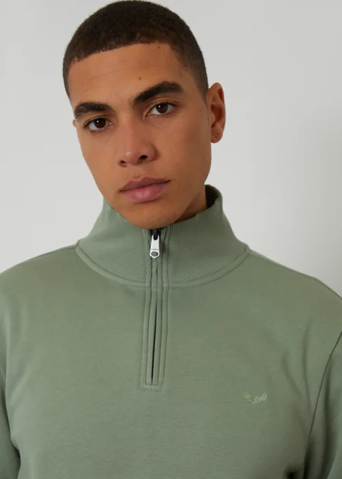 Threadbare Green Quarter Zip Sweatshirt - 2XL Image 4