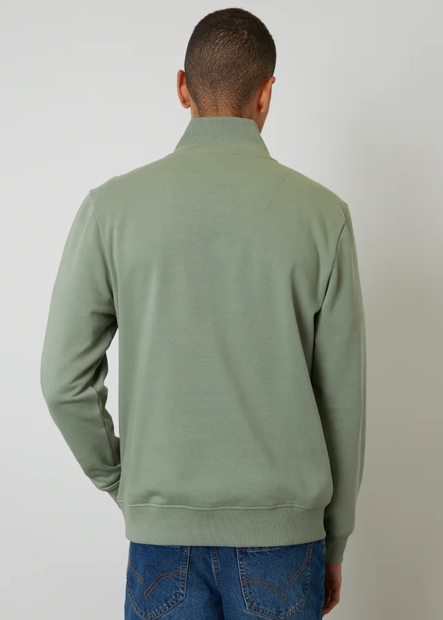 Threadbare Green Quarter Zip Sweatshirt