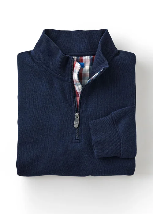 Cotton Traders Dark Sky Half Zip Brushed Rib Top - XL Image 4