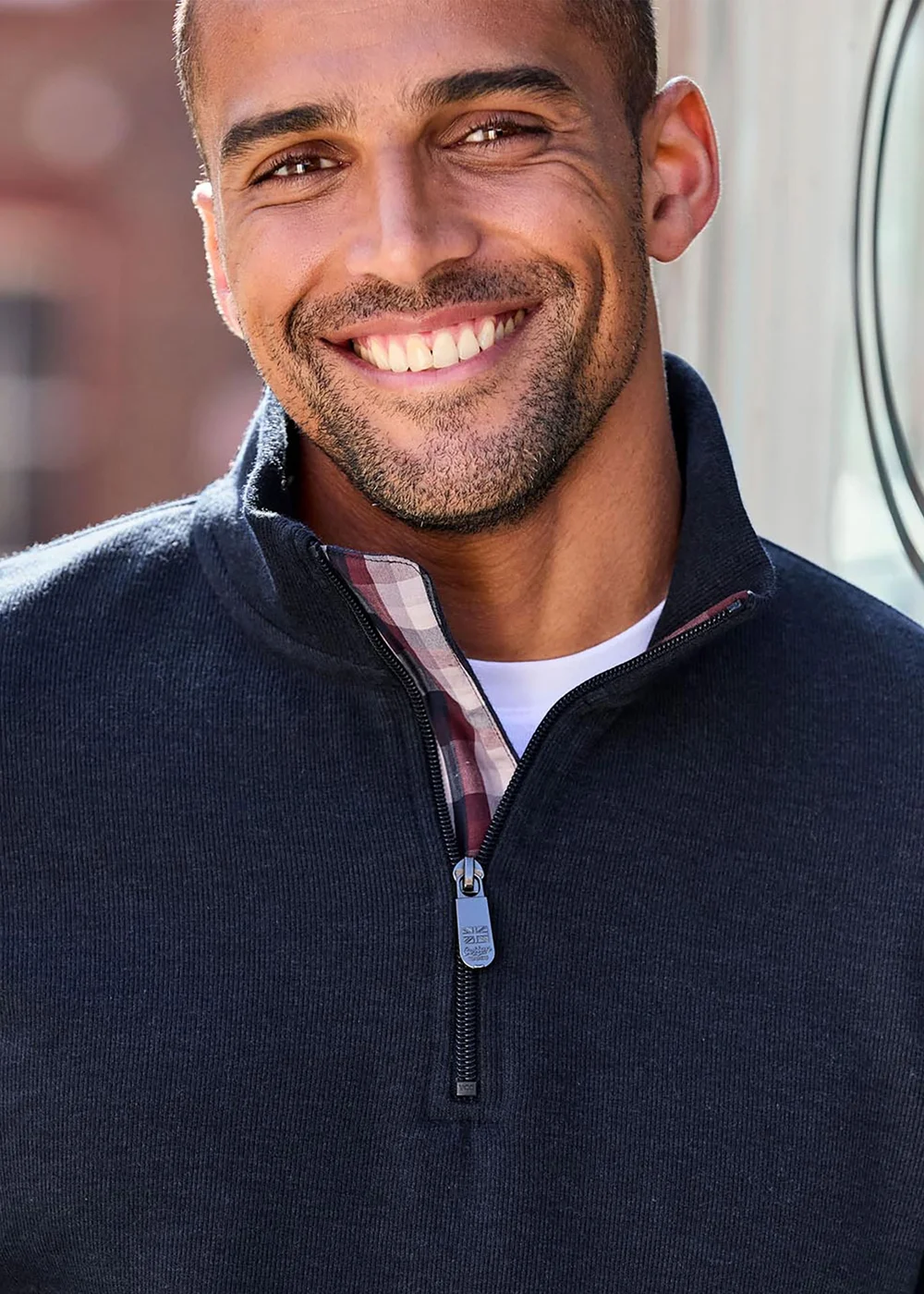 Cotton Traders Dark Sky Half Zip Brushed Rib Top - XL Image 3