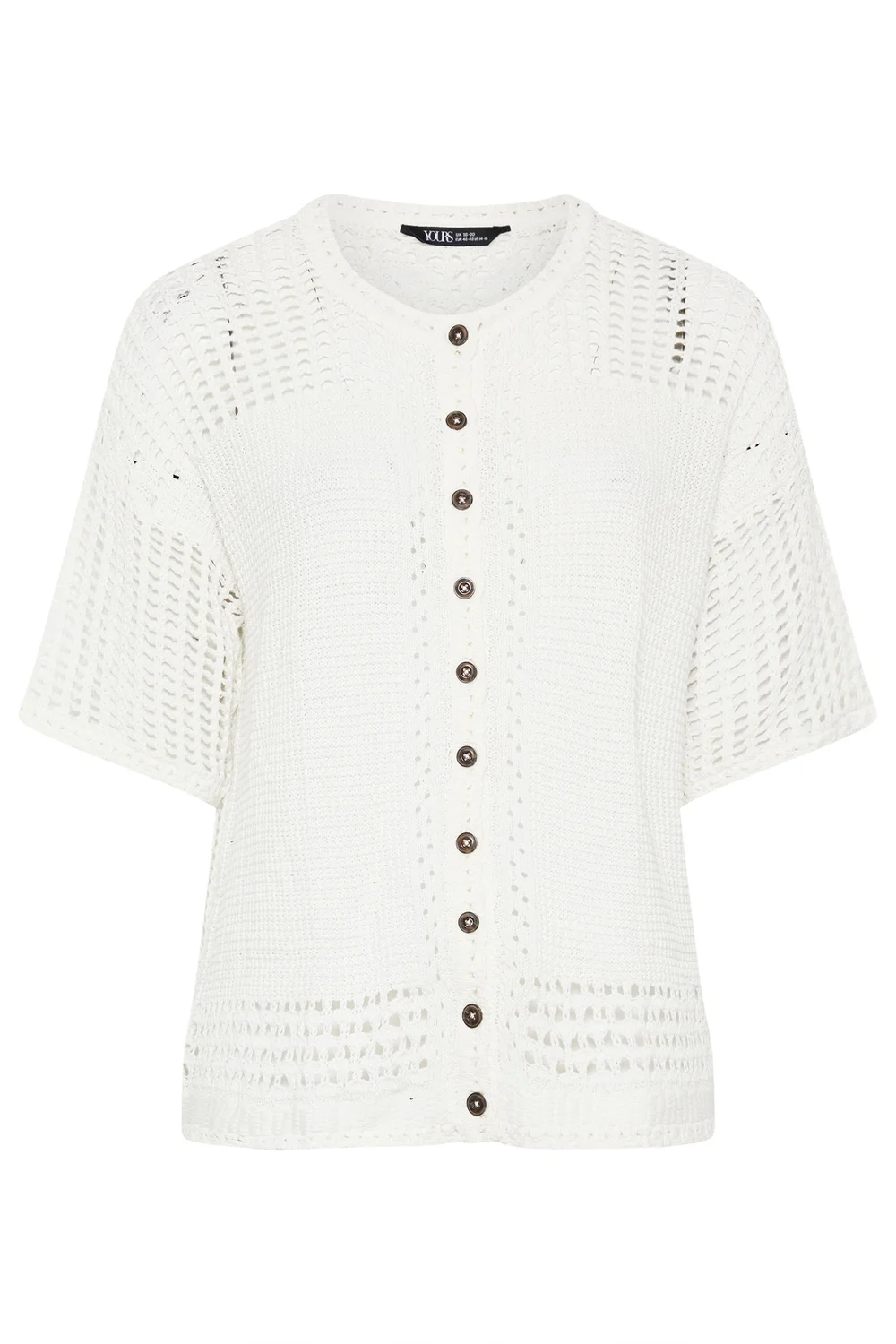 Yours Curve Ivory White Open Stitch Cardigan - 14-16 Image 5
