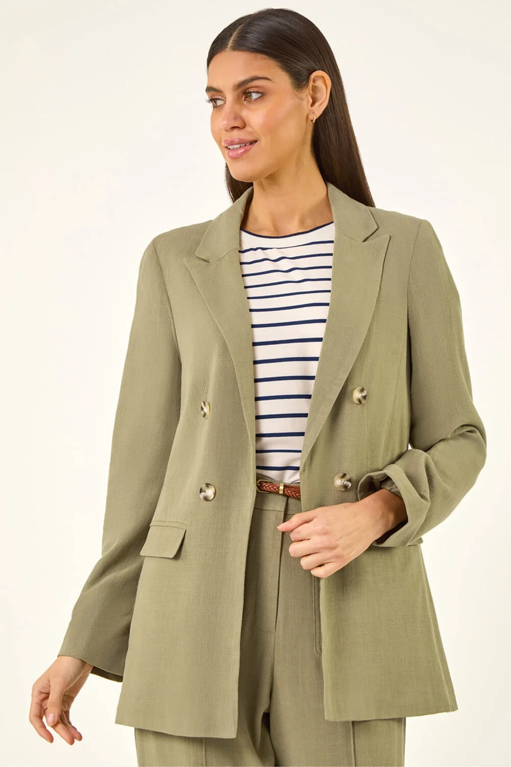Roman Khaki Linen Mix Blazer - 12 Image 4