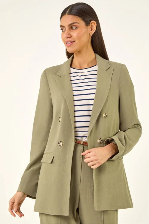 Roman Khaki Linen Mix Blazer - 12 Image 4