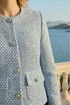 Roman Blue Collarless Boucle Jacket - 16 Image 4