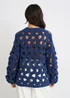 Gini London Navy Hollow Chunky Knit Cardigan - L/XL Image 2