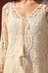 Roman Natural Crochet Tie Front Knit Tunic - S Image 4