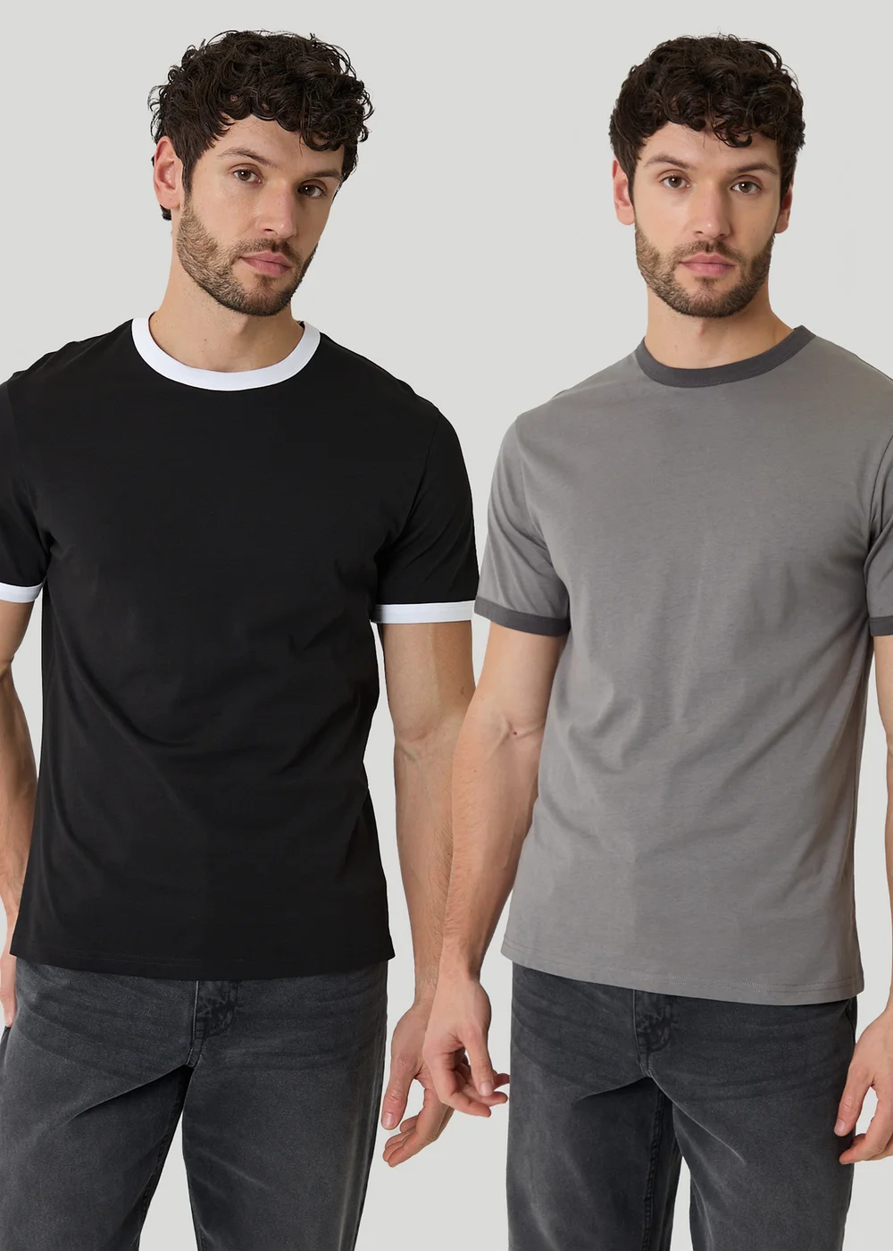 Threadbare Black 2-Pack Cotton Ringer T-Shirts - 2XL Image 1