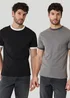 Threadbare Black 2-Pack Cotton Ringer T-Shirts - 2XL Image 1