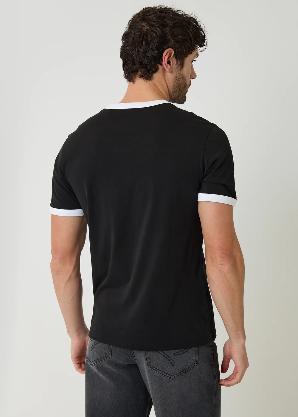 Threadbare Black 2-Pack Cotton Ringer T-Shirts - 2XL Image 2