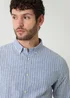 Threadbare Blue Stripe Linen Cotton Blend Long Sleeve Shirt - 2XL Image 3