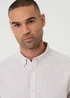 Threadbare Stone Stripe Linen Cotton Blend Long Sleeve Shirt - M Image 5