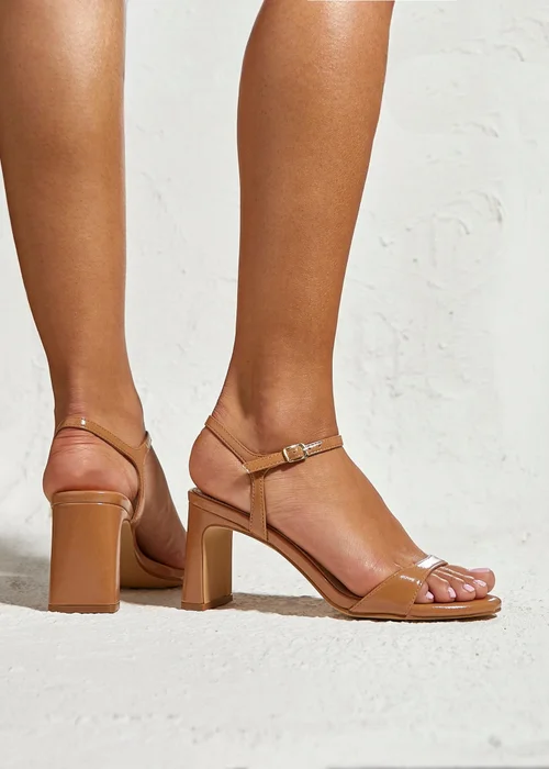 Linzi Charisma Camel Faux Leather Heeled Sandals - Size 3 Image 1