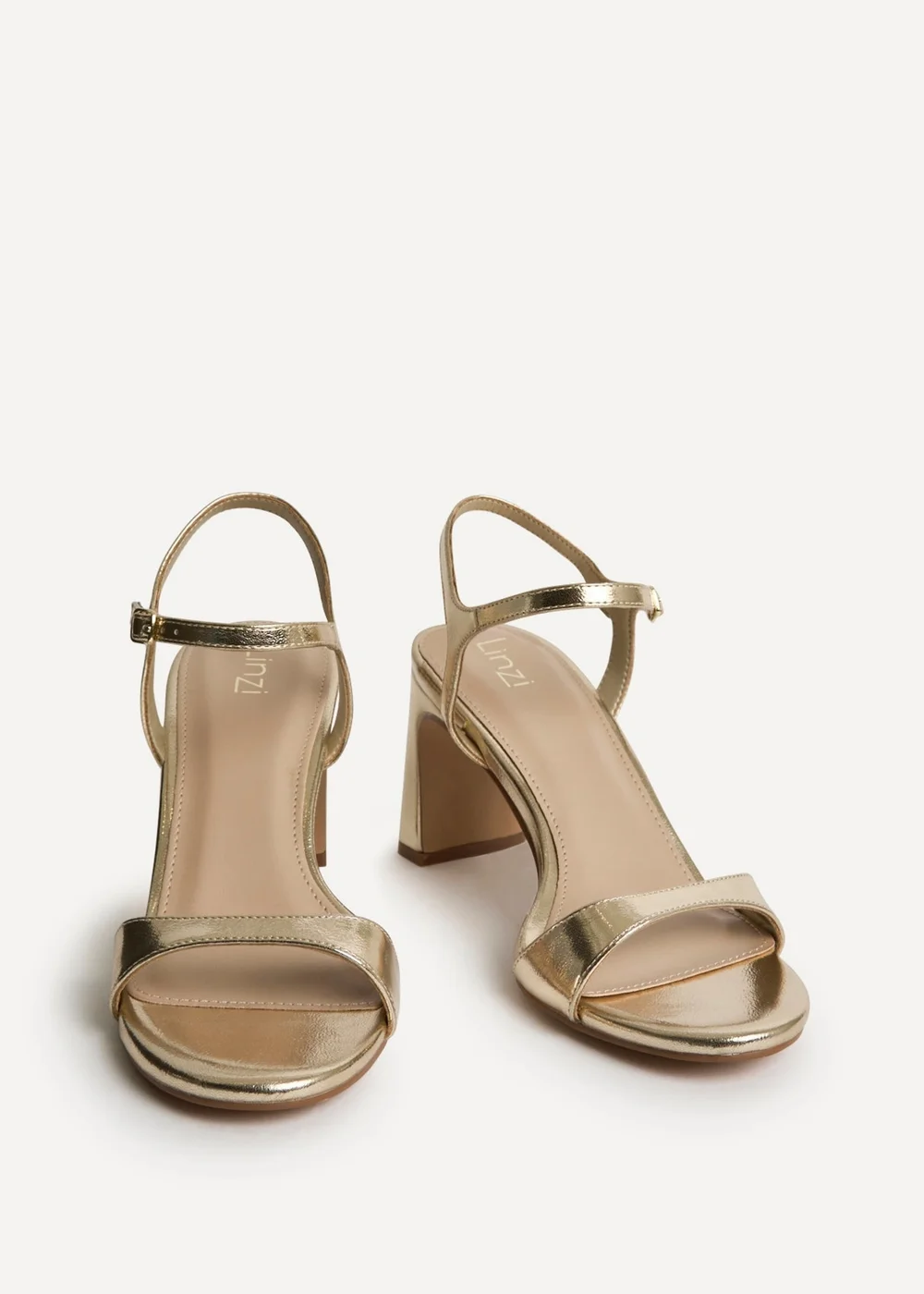 Linzi Charisma Gold Faux Leather Heeled Sandals - Size 5 Image 3