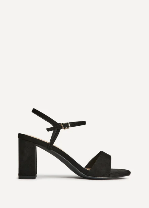 Linzi Reveal Black Faux Suede Block Heeled Sandals - Size 6 Image 2