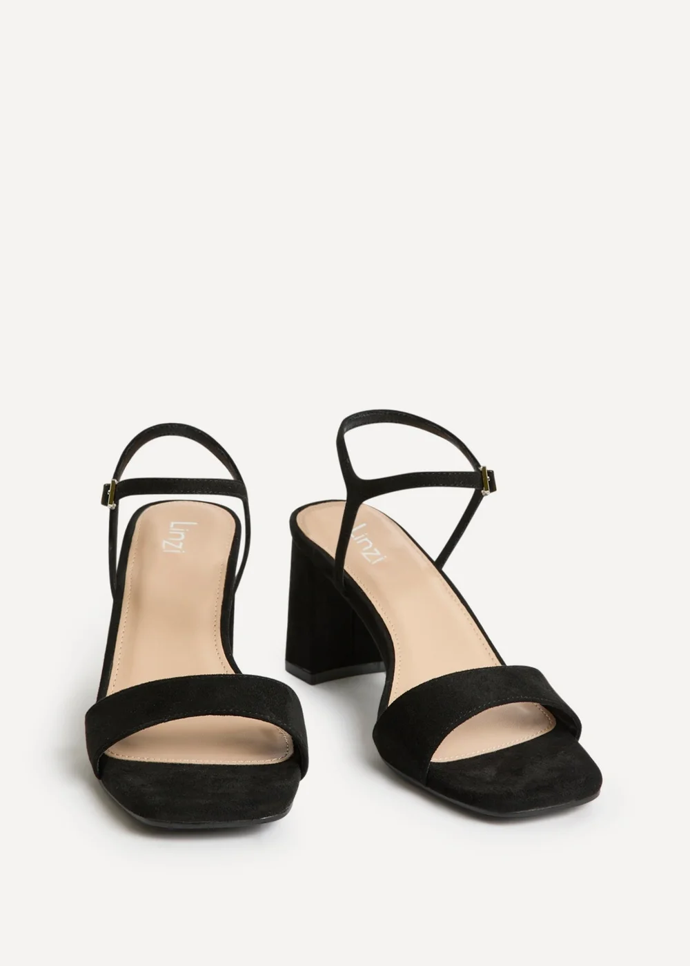 Linzi Reveal Black Faux Suede Block Heeled Sandals - Size 6 Image 3