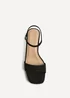 Linzi Reveal Black Faux Suede Block Heeled Sandals - Size 6 Image 4