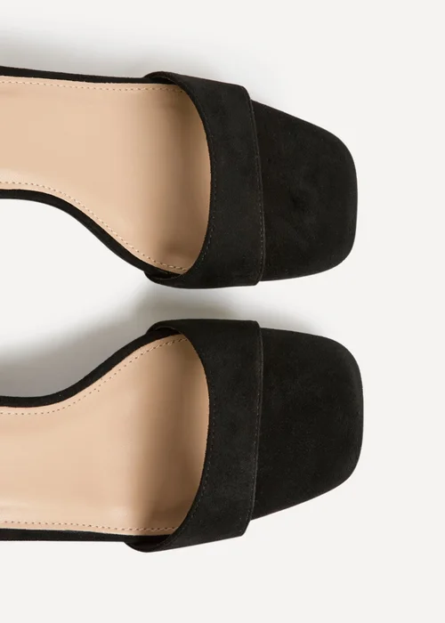 Linzi Reveal Black Faux Suede Block Heeled Sandals - Size 6 Image 5