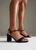 Linzi Reveal Black Faux Suede Block Heeled Sandals - Size 6 Image 1