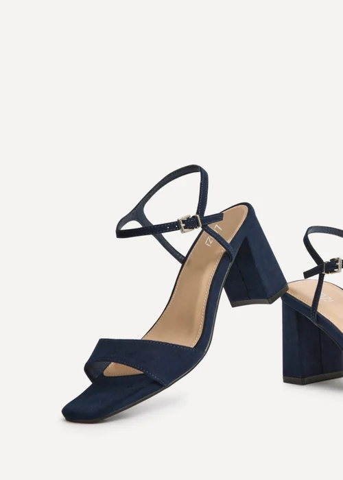 Linzi Reveal Navy Faux Suede Block Heeled Sandals - Size 6 Image 5