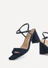Linzi Reveal Navy Faux Suede Block Heeled Sandals - Size 6 Image 5