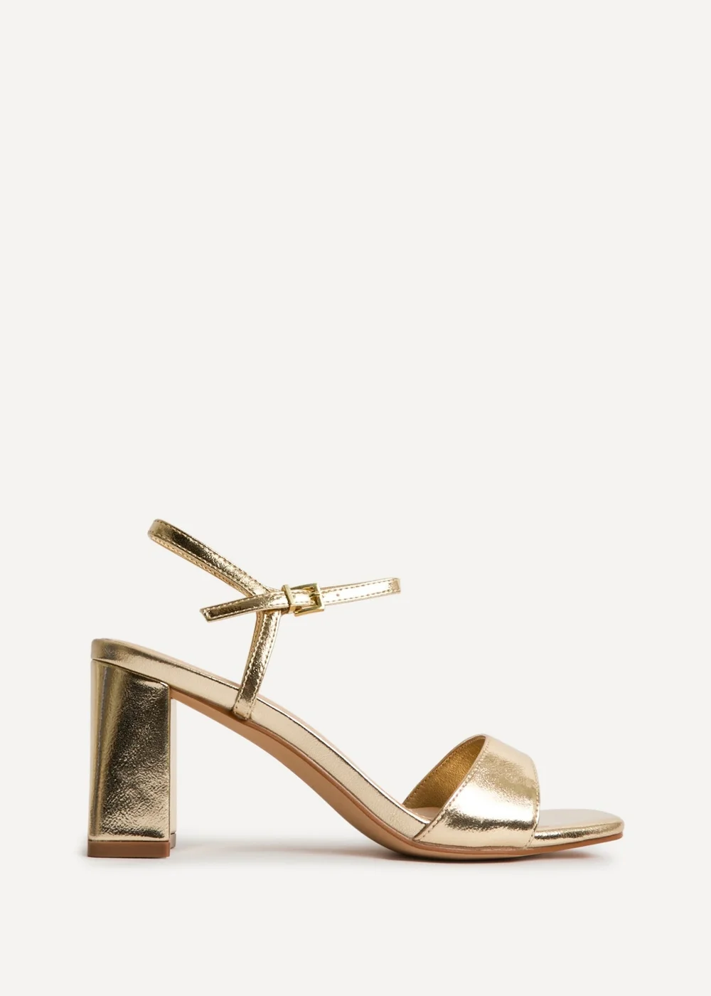 Linzi Reveal Gold Faux Leather Block Heeled Sandals - 8 Image 2