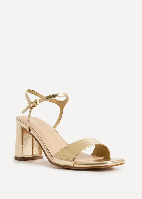 Linzi Reveal Gold Faux Leather Block Heeled Sandals - 8 Image 5