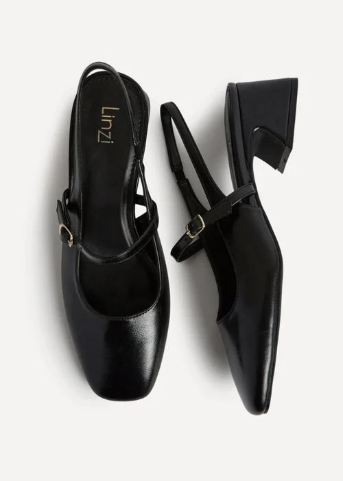 Linzi Society Black Faux Leather Mary Jane Heels - Size 5 Image 4