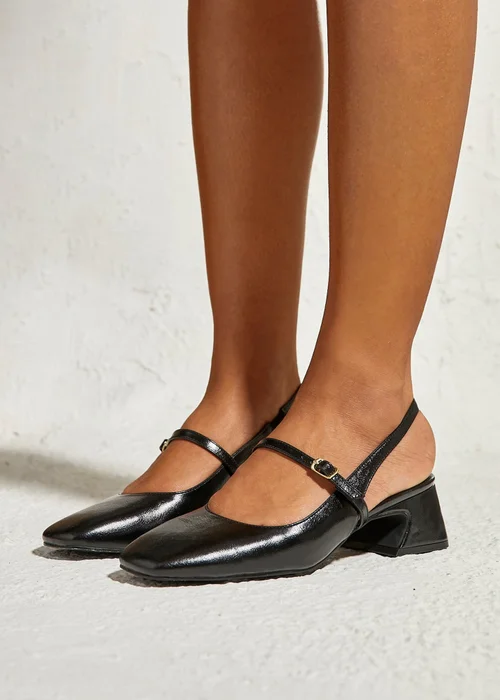 Linzi Society Black Faux Leather Mary Jane Heels - Size 5 Image 1