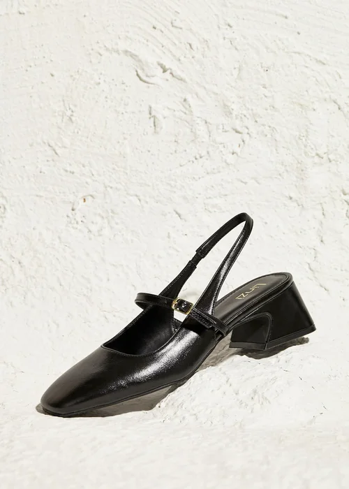 Linzi Society Black Faux Leather Mary Jane Heels - Size 5 Image 6