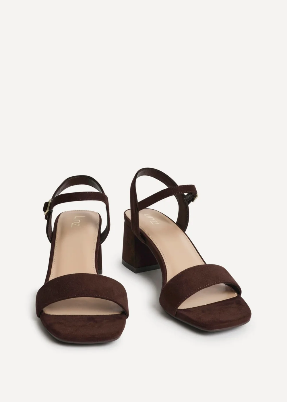 Linzi Darcie Brown Faux Suede Heeled Sandals - 4 Image 2