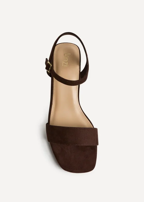 Linzi Darcie Brown Faux Suede Heeled Sandals - 4 Image 3