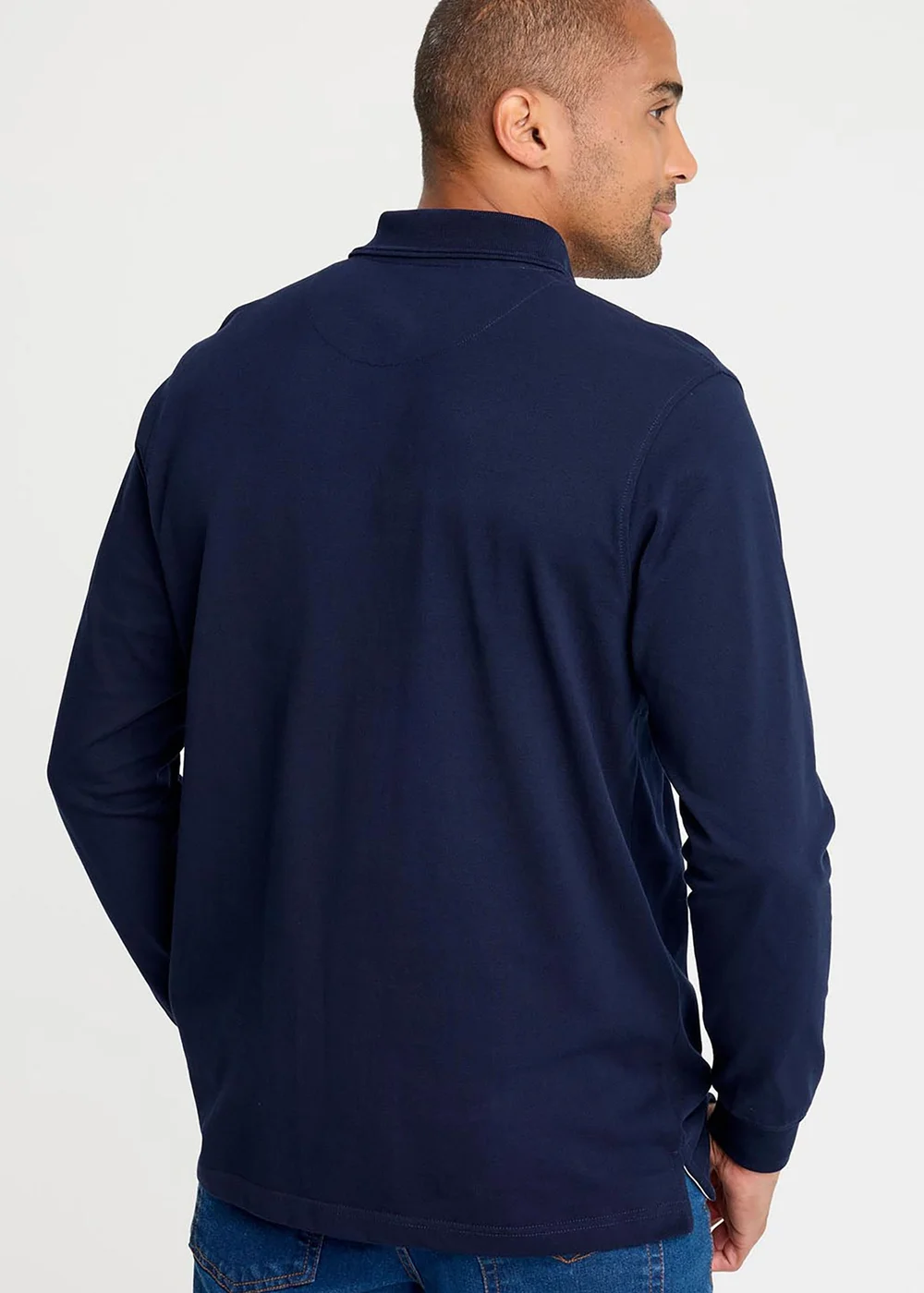 Cotton Traders Navy Long Sleeve Polo Shirt - XL Image 3