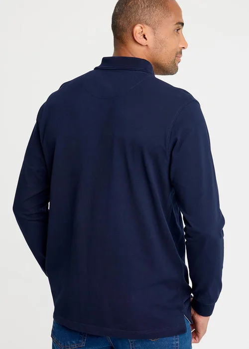 Cotton Traders Navy Long Sleeve Polo Shirt - XL Image 3
