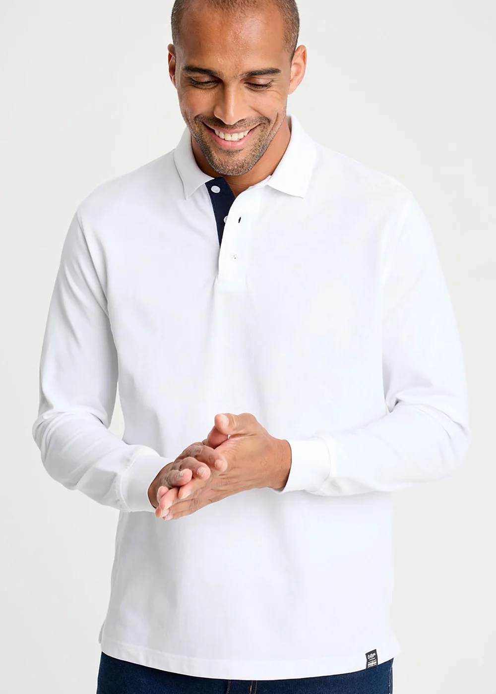 Cotton Traders White Long Sleeve Polo Shirt - 4XL Image 2