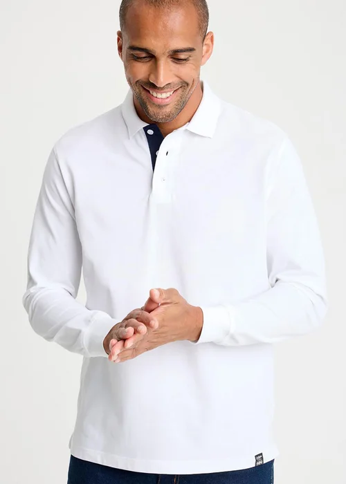 Cotton Traders White Long Sleeve Polo Shirt - 4XL Image 2