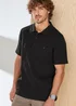 Cotton Traders Black Signature Short Sleeve Textured Polo Shirt - L Image 2