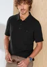 Cotton Traders Black Signature Short Sleeve Textured Polo Shirt - L Image 1