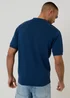 Threadbare Blue Diamond Cable Knit Quarter Zip Polo - M Image 2