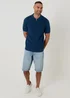 Threadbare Blue Diamond Cable Knit Quarter Zip Polo - M Image 3